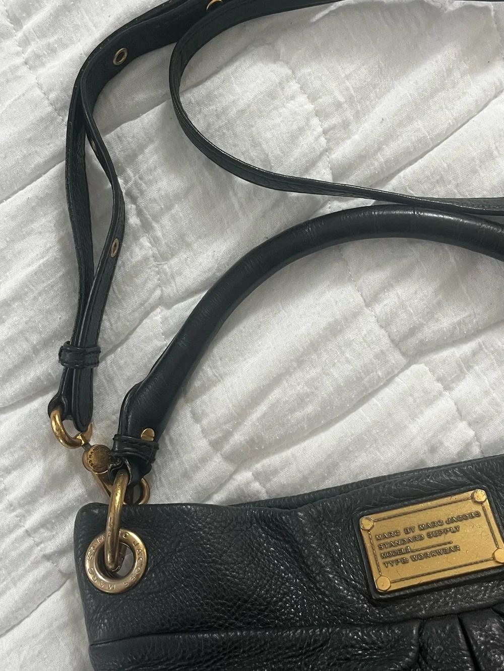 Marc by Marc Jacobs Black Pebbled Leather Hobo with Gold Hardware